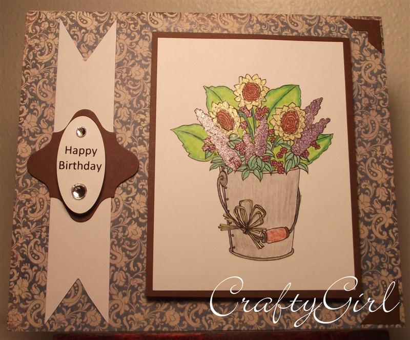 CraftyGirl Cards and Crafts “Flower Bucket” Birthday Card