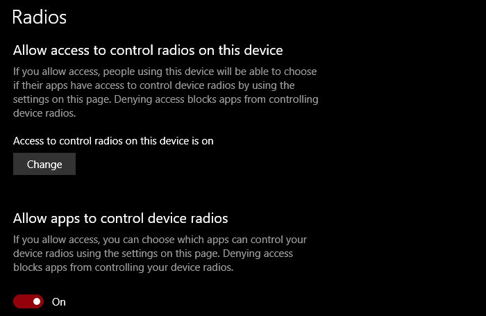 Windows 앱에서 라디오를 제어하도록 하는 방법