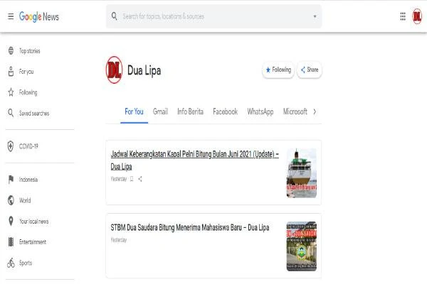 Cara Buat Tab Navigasi Label Menu Konten di Google News