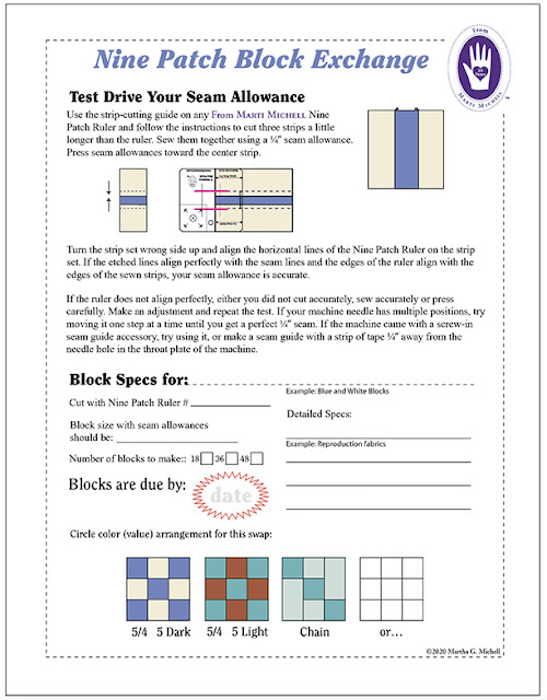 From Marti Michell Quilting Blog How About a Nine Patch Block Exchange!