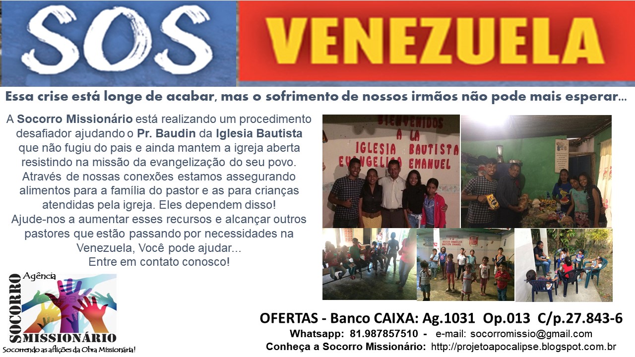 Ajude no apoio e evangelização dos Refugiados Venezuelanos!