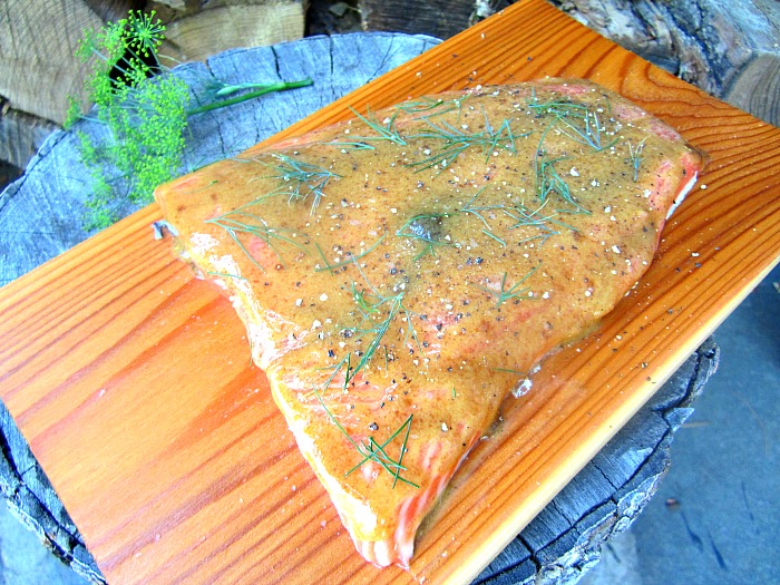 Cedar Plank Salmon w/ Brown Sugar & Mustard