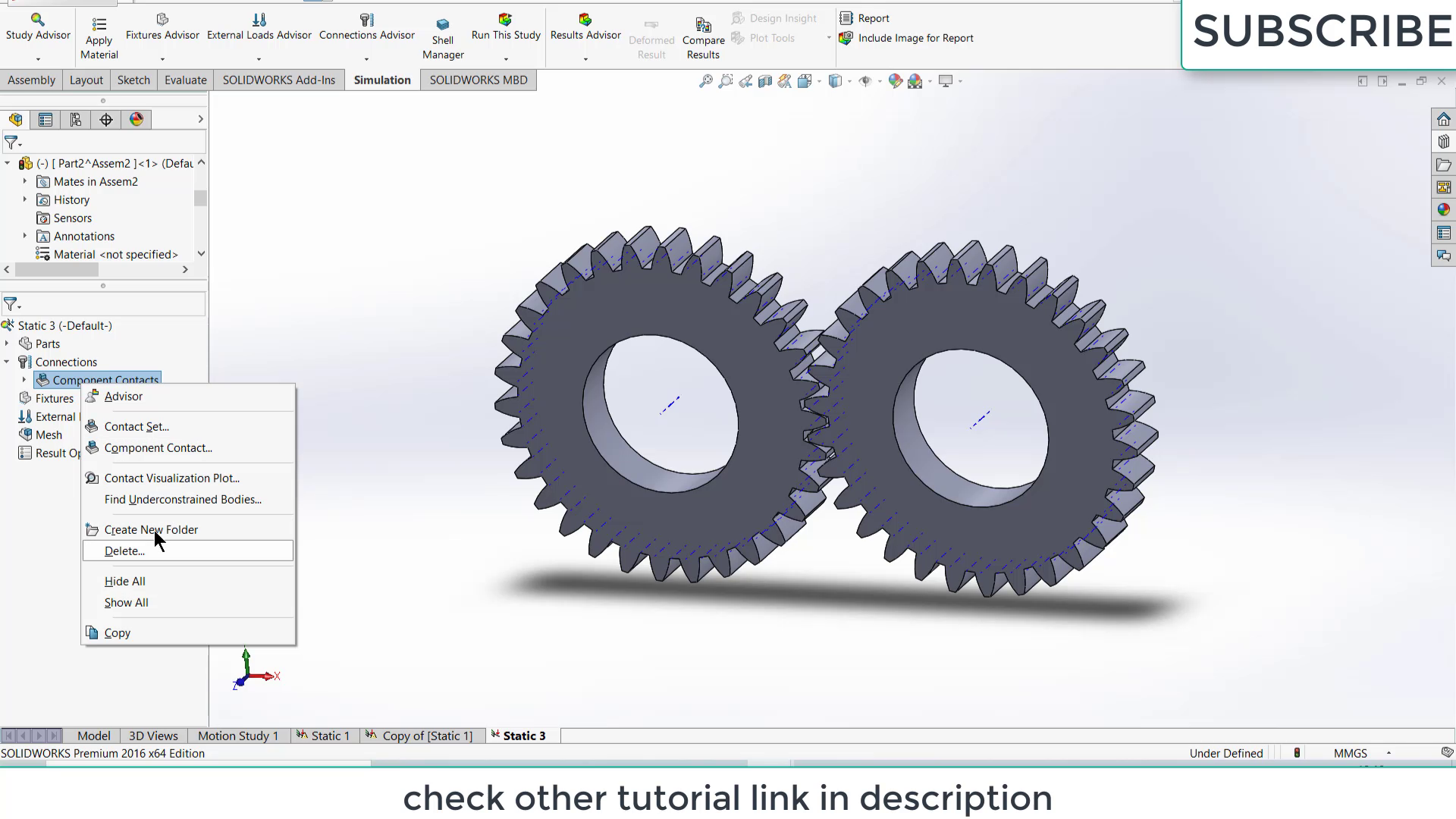 Spur Gear Simulation in Solidworks