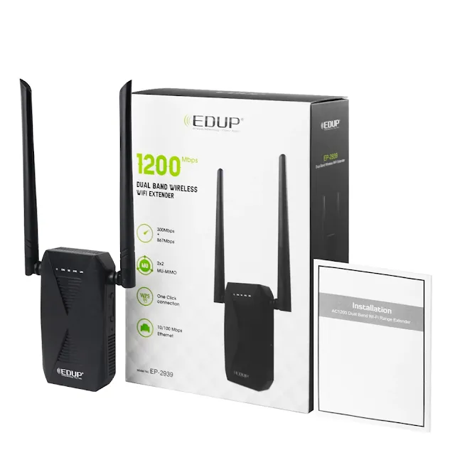 EDUP 1200M WiFi Repeater Dual Band 2.4G&5GHz WiFi Extender Wireless 802.11AC Router Signal Booster for home Wlan Port Amplifier