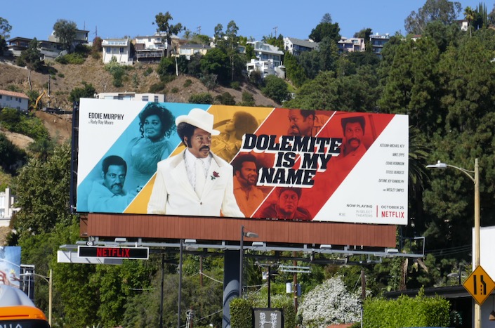 Dolemite Is My Name Netflix movie billboard Sunset Boulevard Dolemite Is My Name movie billboard