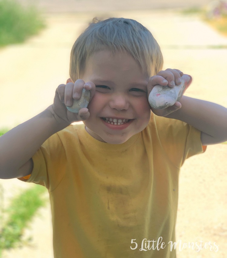 5 Little Monsters Painted Rocks With Gold Accents