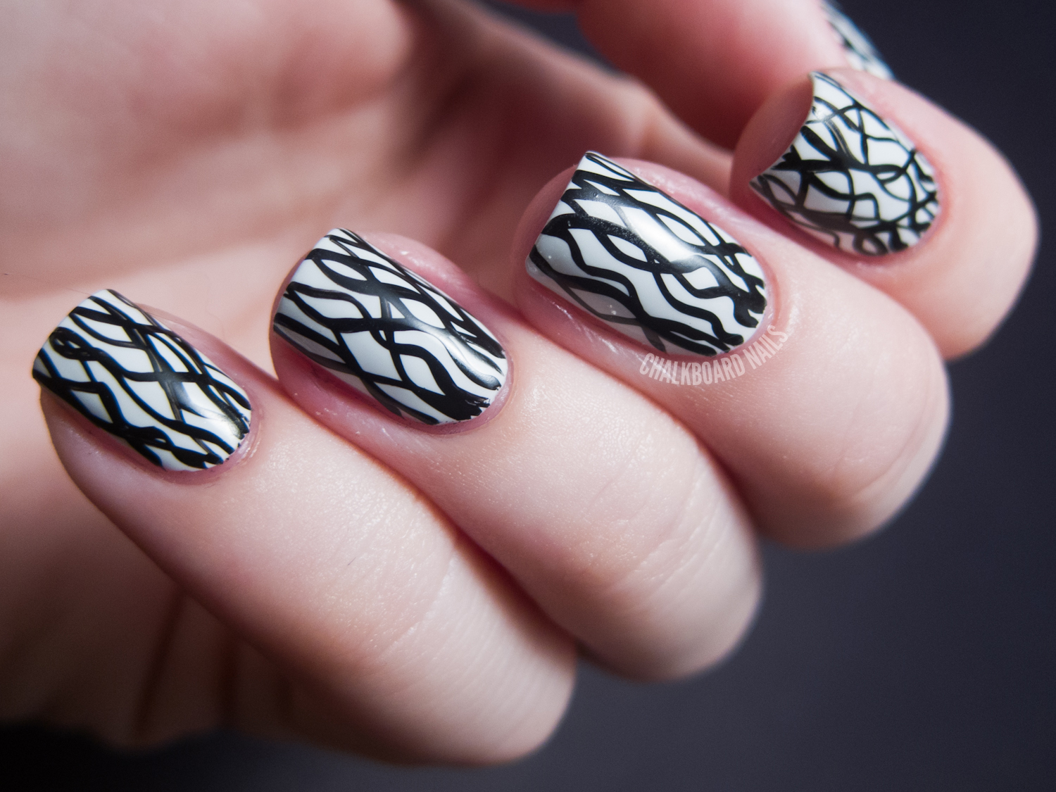 31DC2012 Day 07, Black and White Nails Chalkboard Nails Phoenix