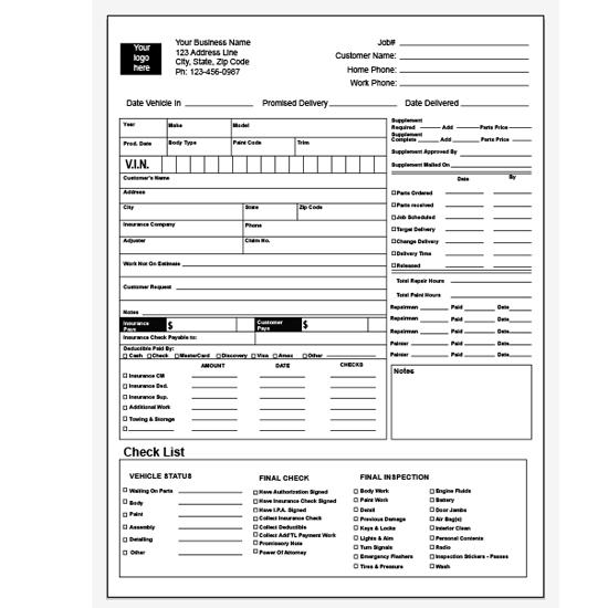 Auto Body Shop Receipt Invoice Template