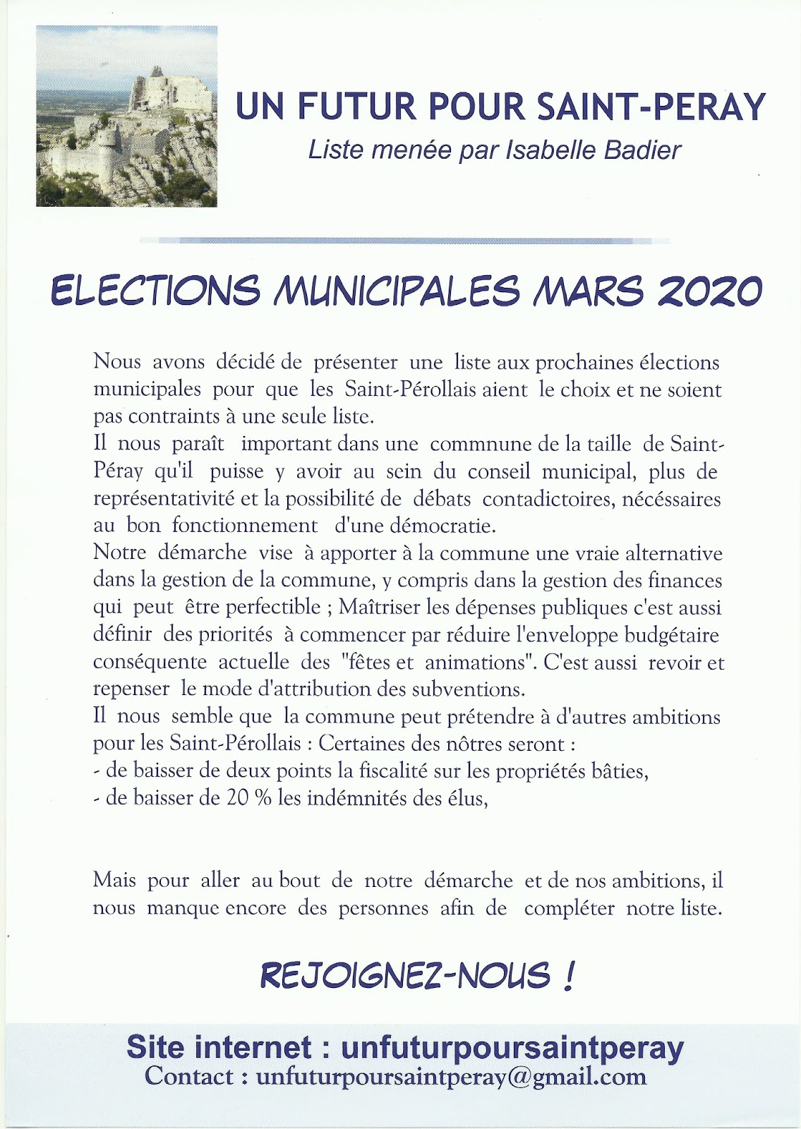 Un futur pour Saint Péray ELECTIONS MUNICIPALES N°5