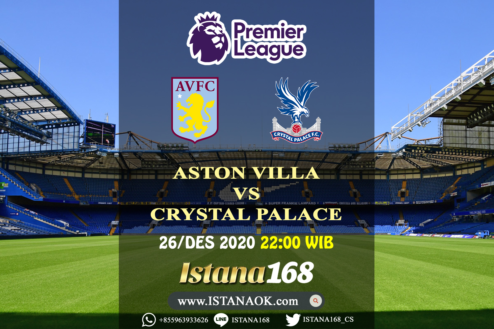 Prediksi Bola Akurat Istana168 Aston Villa vs Crystal Palace 26 Desember 2020