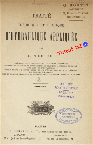 Livre Traité Théorique et Pratique D'Hydraulique Appliquée en PDF
