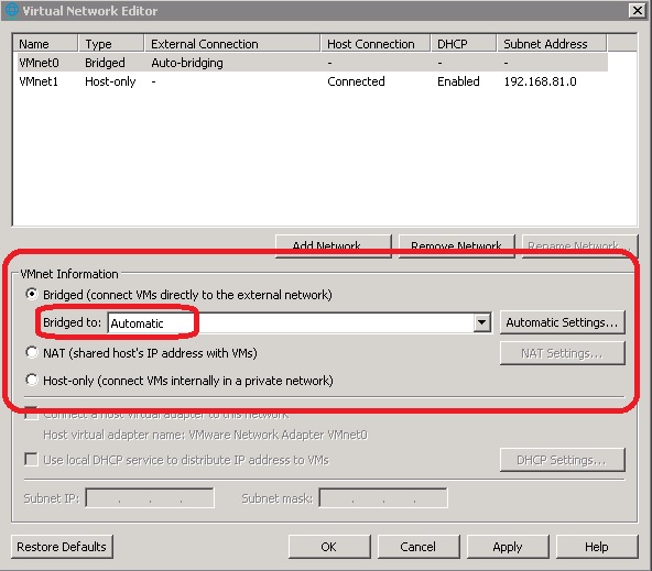 Knowledge Area VMware Bridge Multiple Network Adapter