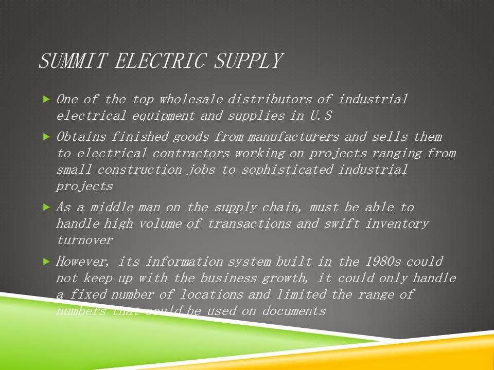 Yokis s Utopia CHAPTER 9 SUMMIT ELECTRIC LIGHTS UP WITH A NEW ERP SYSTEM
