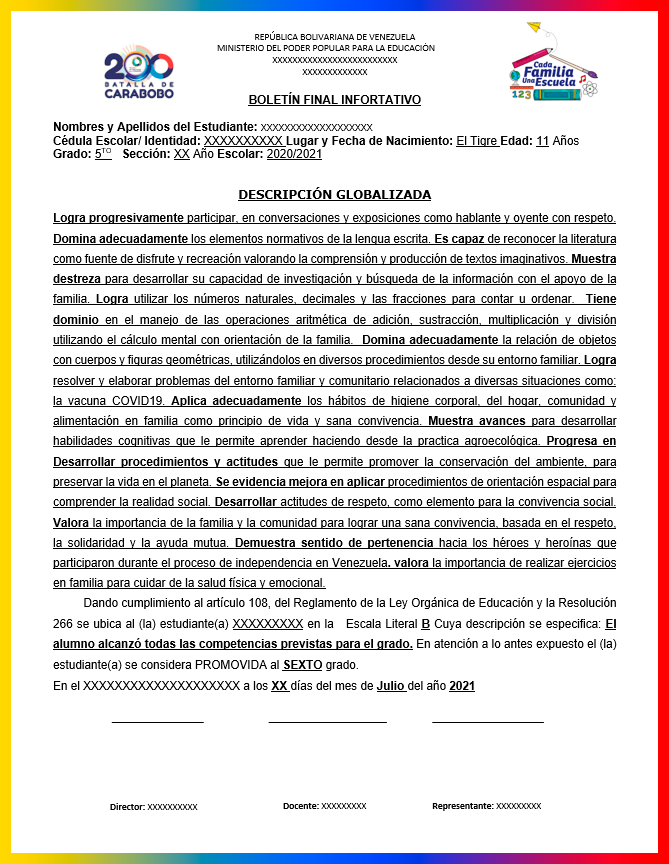 Boletín Informativo Final de 4to 5to 6to Informe Descriptivo Final