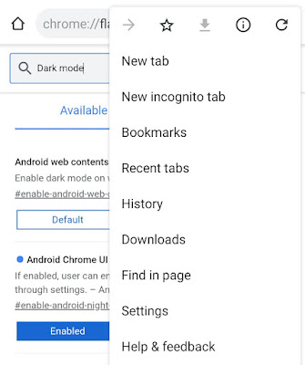 Google Chrome menu