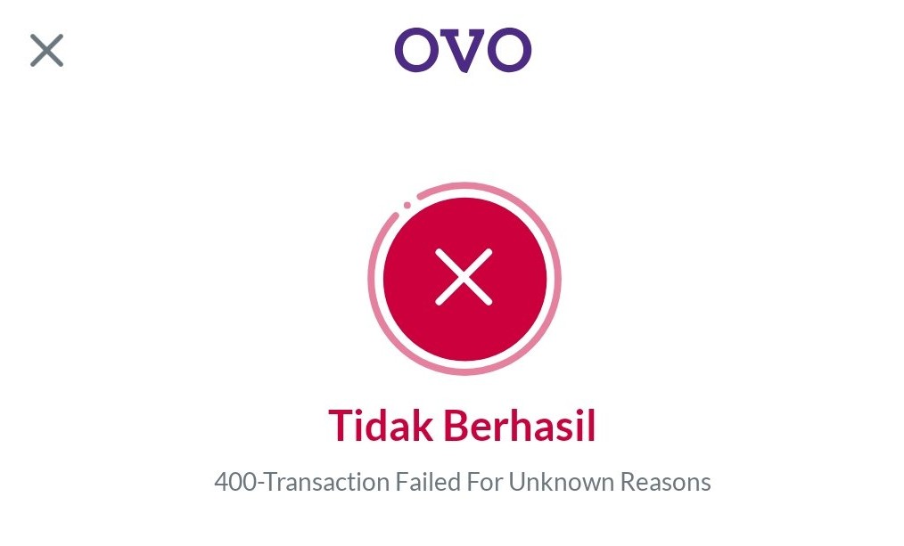 ovo tidak berhasil error