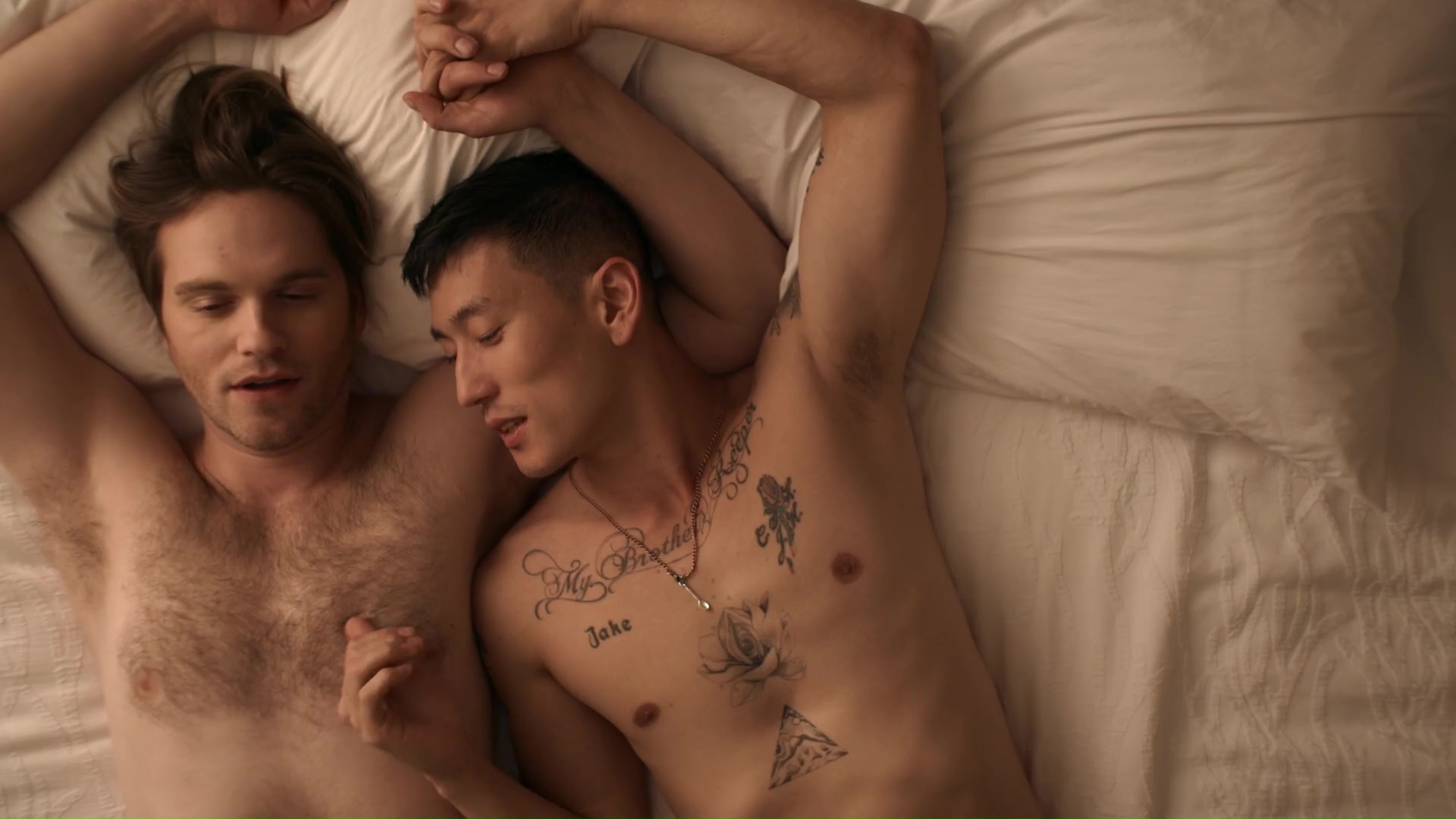 Jake Choi and Van Hansis shirtless in Eastsiders 4-01 "A Relationship ...