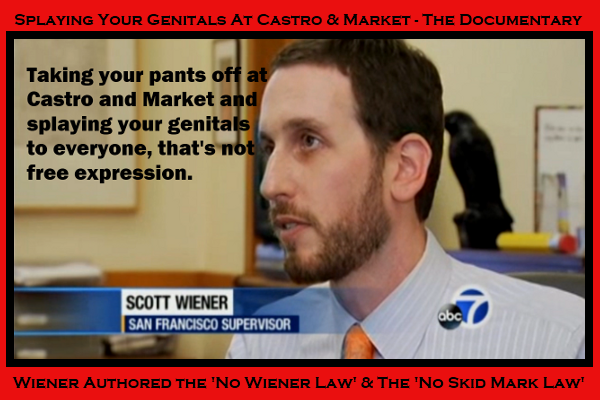 Supervisor Scott Wiener in a scene from the film "Splaying Your Genitals At Castro & Market - The Documentary Short" which is now in limited release.