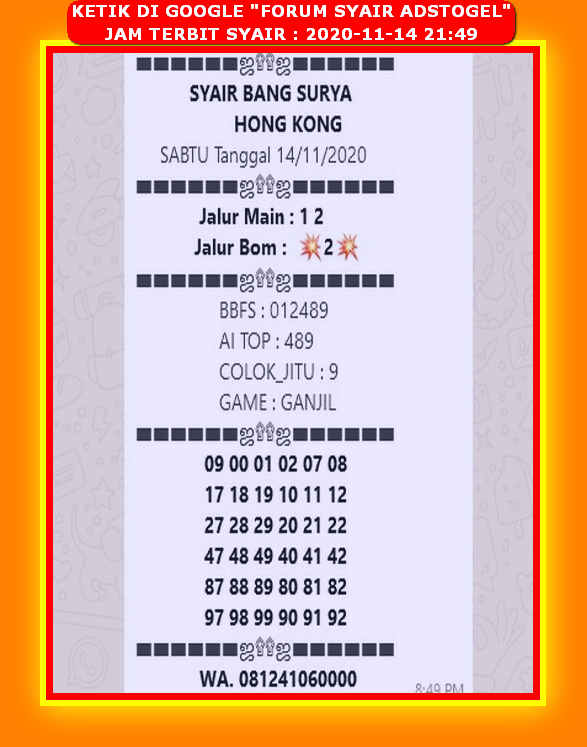 1 New Message Kode Syair Hongkong 14 November 2020 Forum Syair Togel Hongkong Singapura Sydney