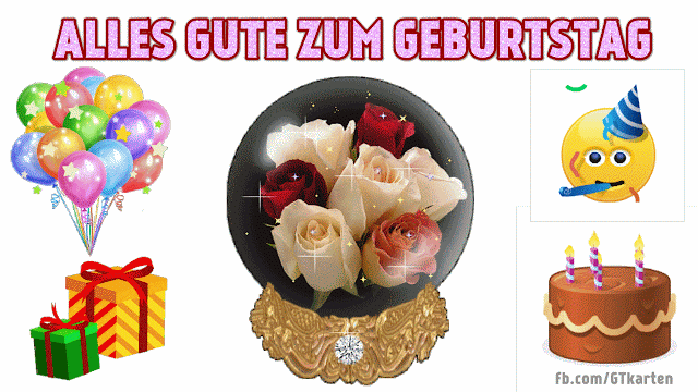 Rosen in einer Kristallkugel, Geburtstag Gif