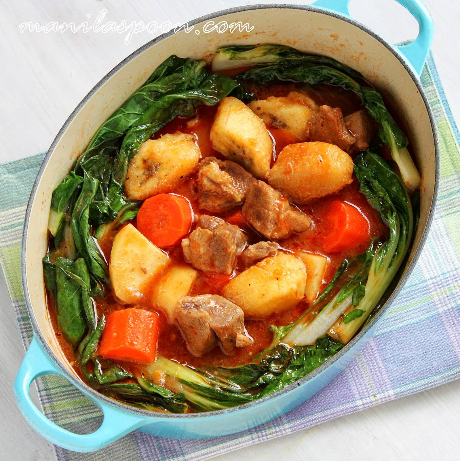 Adding bananas into this melt-in-your-mouth tender beef or pork stew brings so much flavor and richness to this Asian classic. This Filipino stew is a huge family favorite and a dish you'll make over and over again! #pochero #filipinofood #asiancuisine #pork #beef