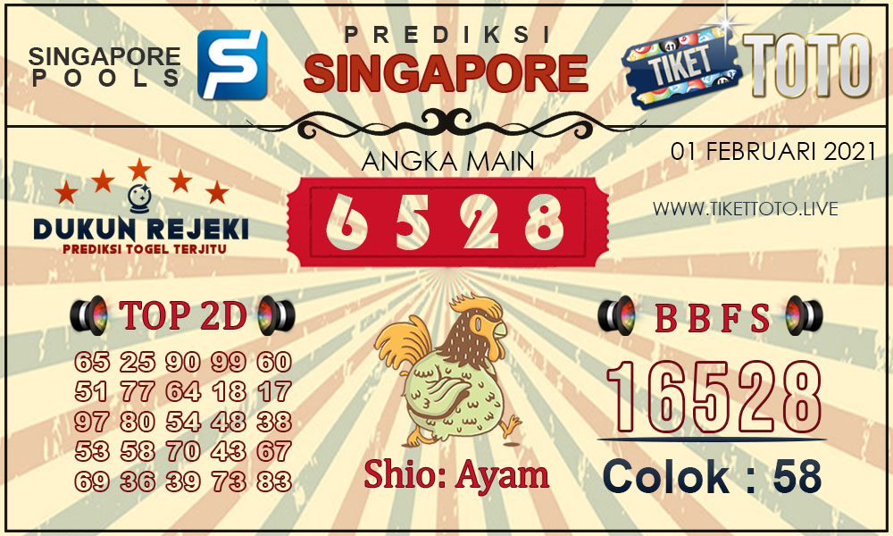Prediksi Togel SINGAPORE TIKETTOTO 01 FEBRUARI 2021