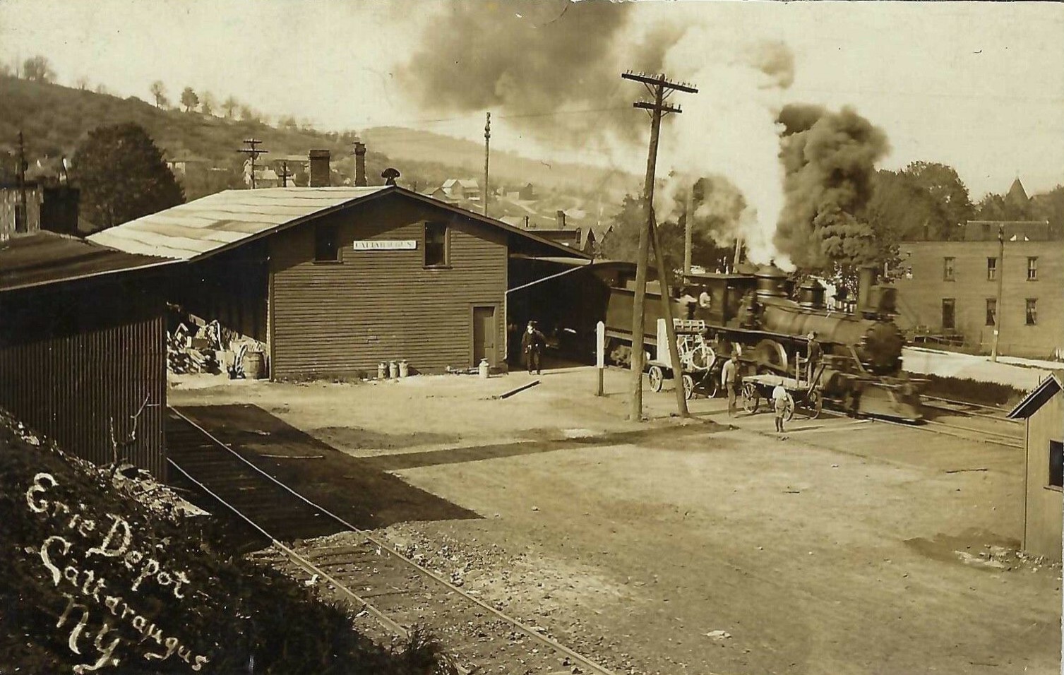 Vintage Railroad Pictures Erie Station, Cattaraugus, New York