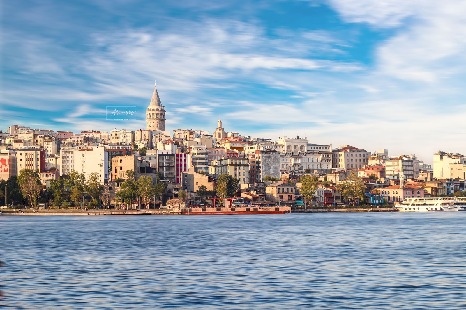 beautiful background of istanbul city galata tower