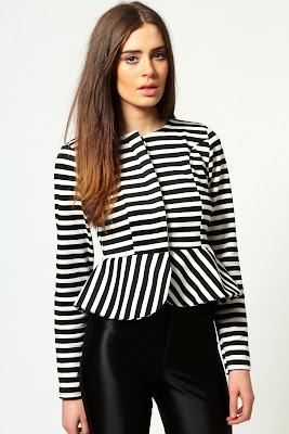 Boohoo Canada striped peplum blazer