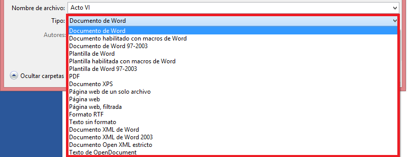 word formatos word
