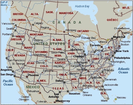 Canada Usa Map With Cities - United States Map
