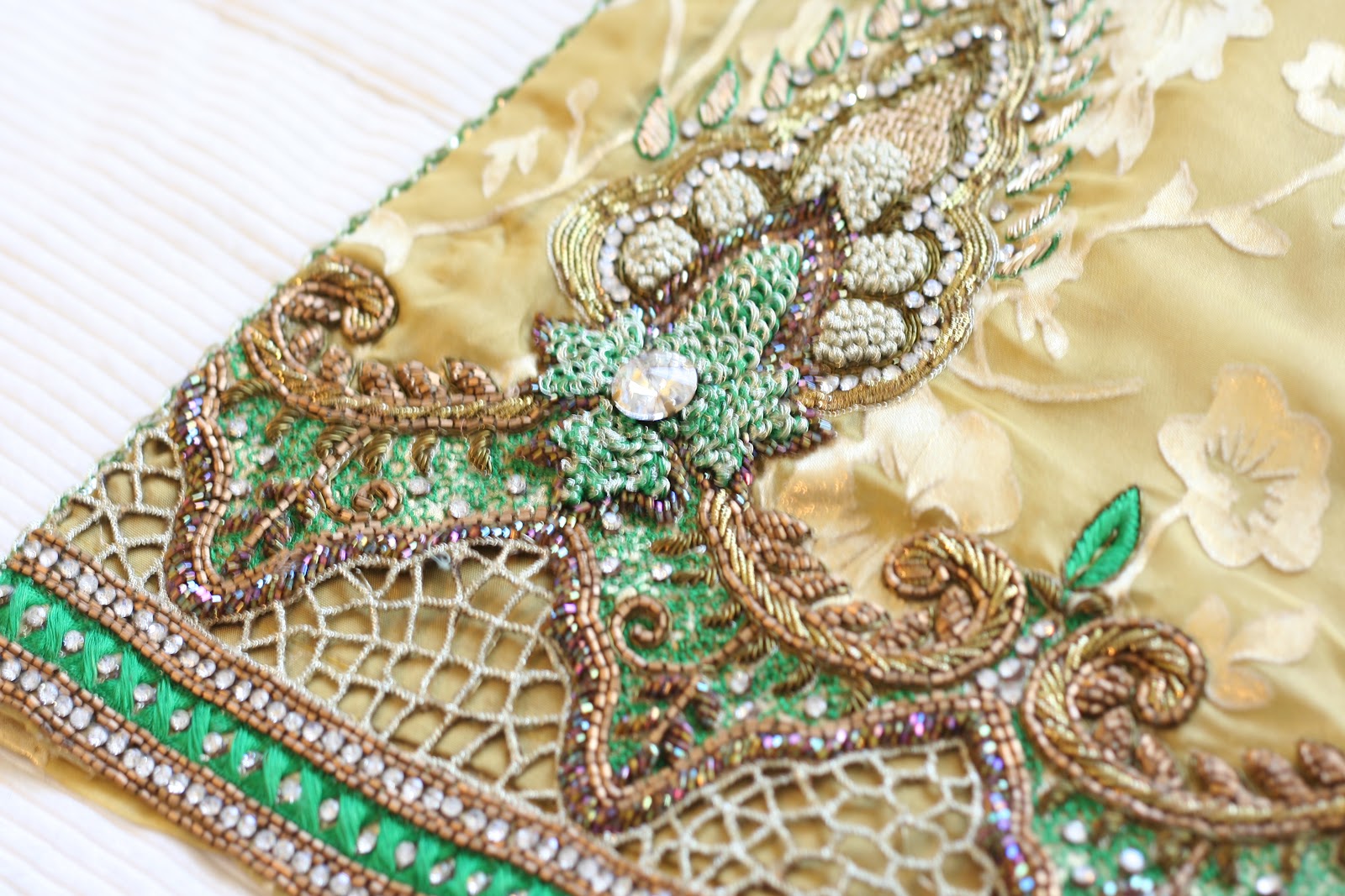 Sandook Designs From India yellow cutwork and bead embroidery suit