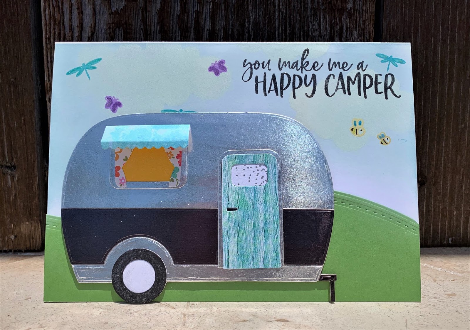 Creations By Carol R Happy Camper Birthday Card Honey Bee Camp