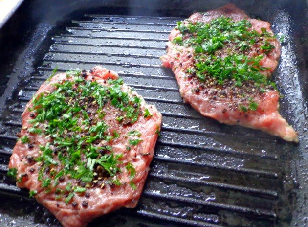 Cook steaks in hot grill pan