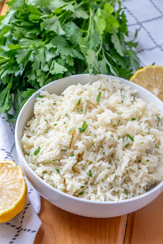 Hot Eats and Cool Reads Buttery Lemon Garlic Rice Recipe
