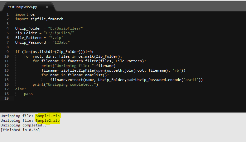 Python: Unzipping encrypted files in python | MSBI