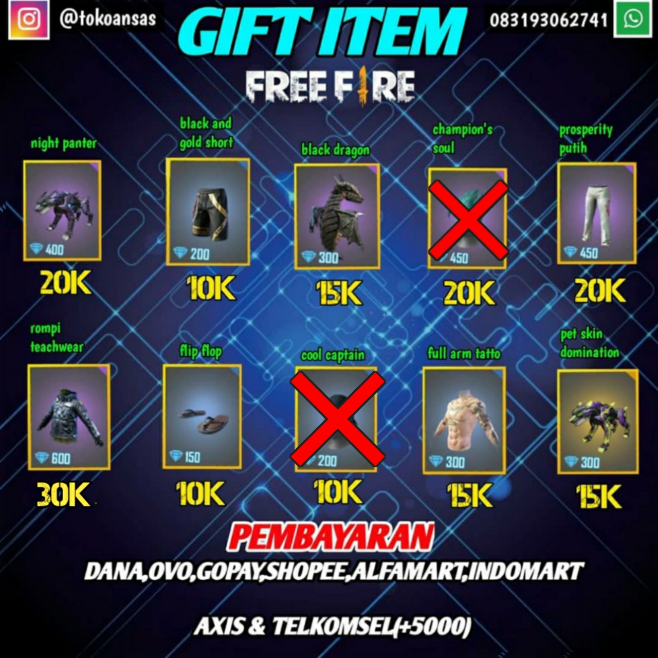List Gift Item Ff Terbaru Tokoansas