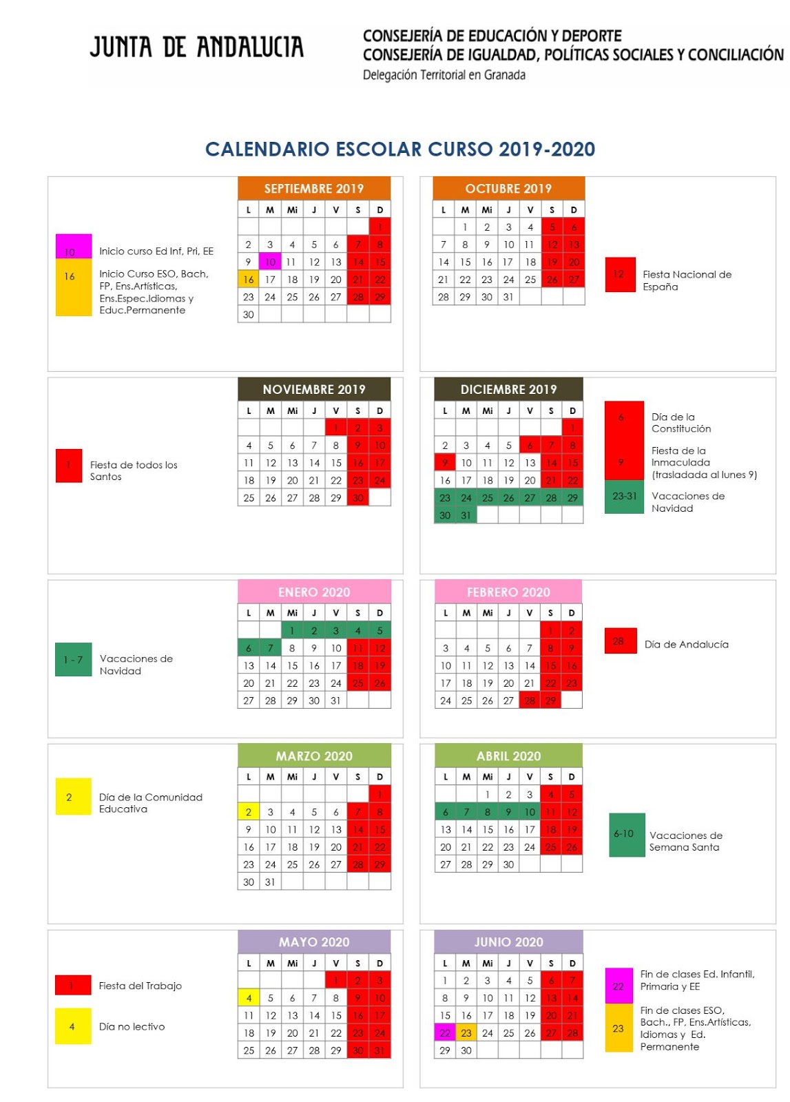 El Boletín Del Ceip San Francisco Calendario Escolar Curso 20192020