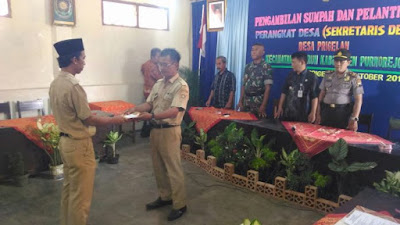 Pelantikan Sekdes Prigelan di hadiri Kapolsek Pituruh