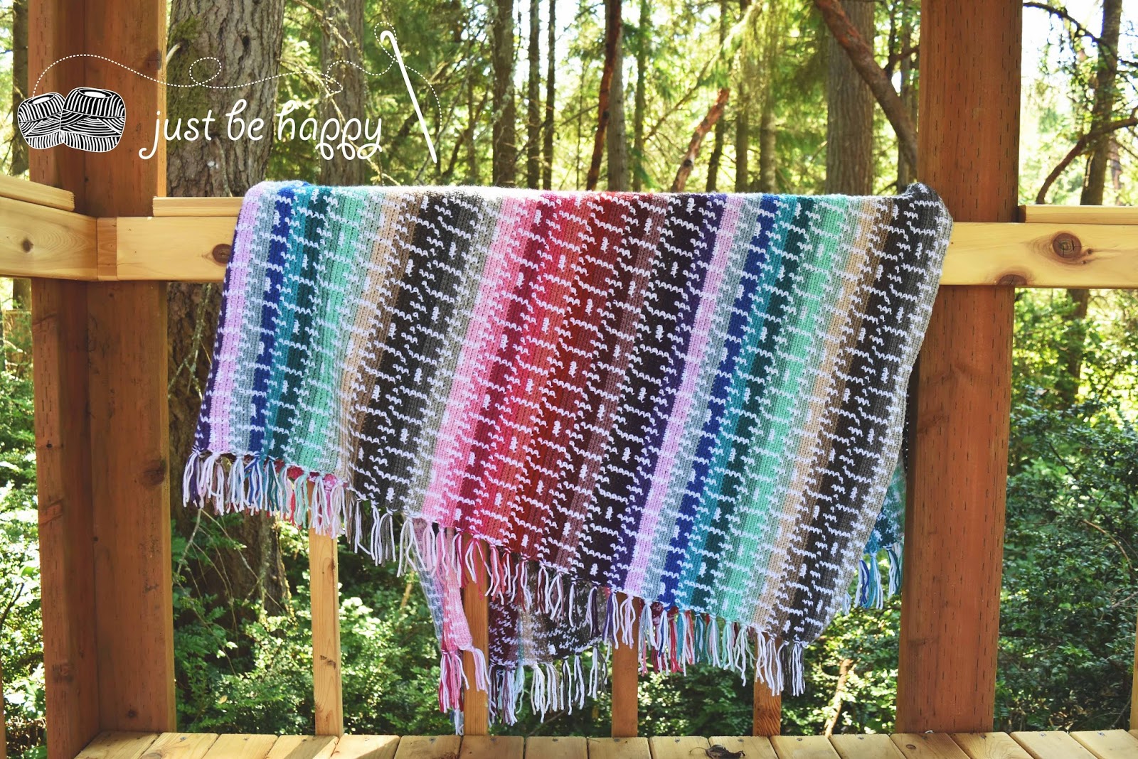 Just be happy! Chain Reaction Blanket Crochet Pattern