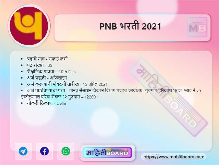 PNB Bharti 2021