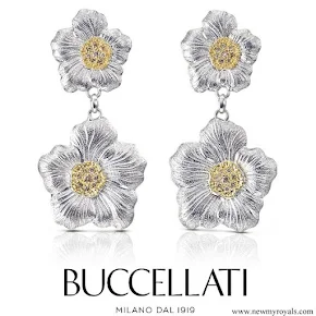 Queen Maxima Jewellery Buccellati Gardenia Pendant Earrings