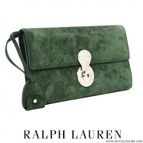 Meghan Markle carried Ralph Lauren Green Suede Clutch