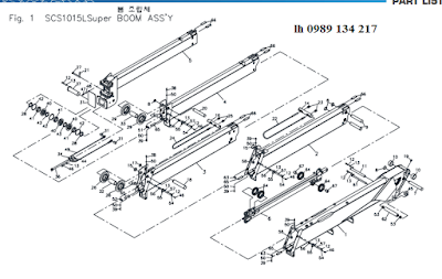 Đốt cần, xylanh ra vào cần của Cẩu soosan 10 tấn SCS1015-SCS1024 Đốt cần, xylanh ra vào cần của Cẩu soosan 10 tấn SCS1015-SCS1024