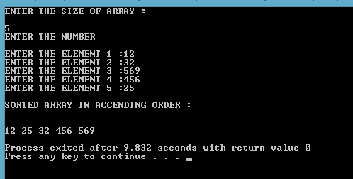 sort program insertion using array write bubble dynamic output