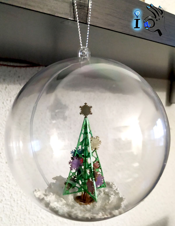 Ideadoamano Bola transparente con árbol de Navidad