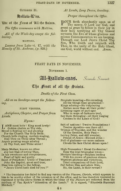 Hallow E'en and All Hallow Mas -The Roman breviary reformed by order of the Holy Oecumenical council of Trent - Catholic Church - John Patrick Crichton-Stuart  Marquess of  Bute 1847-1900 - Bute's Breviary - 1879