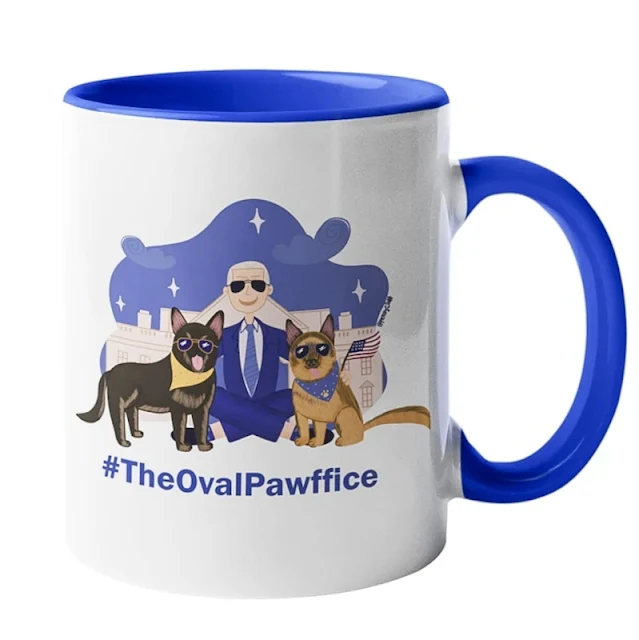 Presidential mug showing his 2 dogs