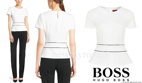 Queen Letizia wore HUGO Boss Cherri Blouse