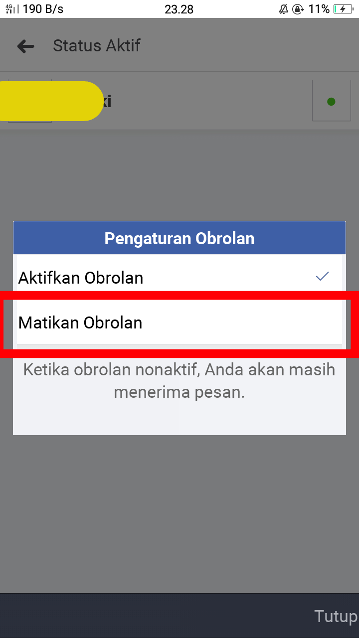 Cara Menyembunyikan Status Online fb (facebook) Terlihat Menjadi